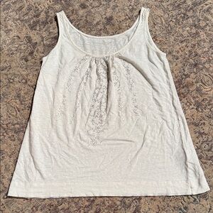 Eileen Fisher Cream Embellished Tank Top